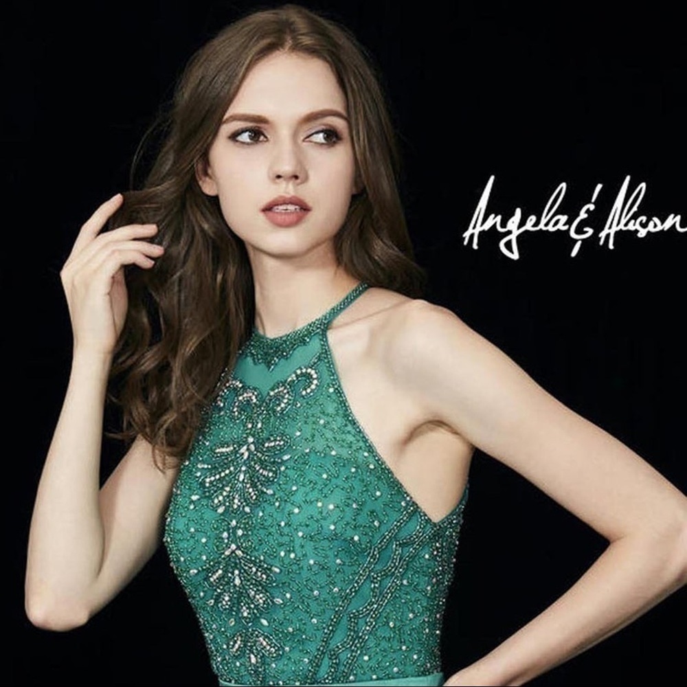 PROM - NWT - Angela  & Alison | High Halter High Slit Gown